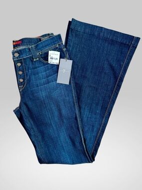 7 for All Mankind Wide Leg Button Fly Low Rise Jeans Size 30